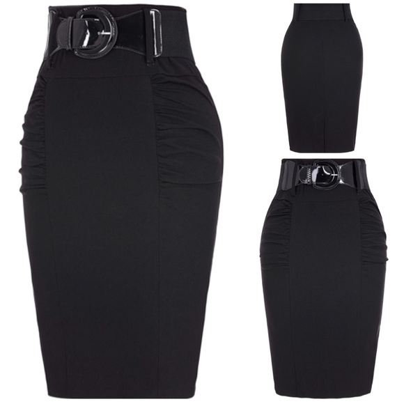 New Small to Plus Size Stretchy Skirt - Black - Picture 2 of 4